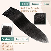 Benehair Clip In Hair Extensions Real Human Hair Clip On Hair Extensions Double Weft 8Pcs 18Inch Remy Human Hair Extensions Soft