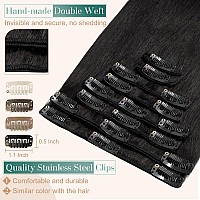 Benehair Clip In Hair Extensions Real Human Hair Clip On Hair Extensions Double Weft 8Pcs 18Inch Remy Human Hair Extensions Soft