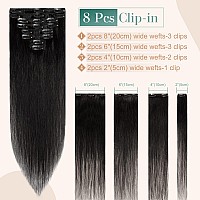 Benehair Clip In Hair Extensions Real Human Hair Clip On Hair Extensions Double Weft 8Pcs 18Inch Remy Human Hair Extensions Soft