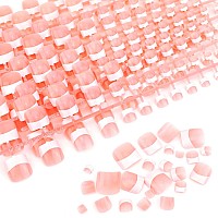 Mwoot 240Pcs Natural French Fake Nails Tips Set Nail Art Decoration Full Cover Pink White False Nail Tips For Diy Salon Manicur