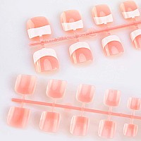 Mwoot 240Pcs Natural French Fake Nails Tips Set Nail Art Decoration Full Cover Pink White False Nail Tips For Diy Salon Manicur