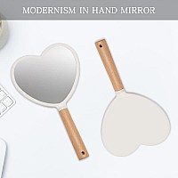 Yeake Hand Held Mirror With Handle For Makeupsmall Cute Wood Hand Mirror For Shaving With Hole Hanging Singlesided Portable Tr