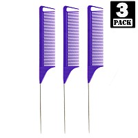 3Pcs Rat Tail Combs,Barber Styling Combs for Women,Anti Static Heat Resistant Hairdressing Comb (Purple)