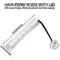 60 Pieces Hair Perm Rods Plastic Cold Wave Rods Hair Curling Roller Hair Styling Hairdressing Tools (0.63 Inch, White)