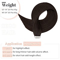 Sego 16 Inch Tape In Hair Extensions Human Hair 100G 40Pcs Straight Balayage 100 Remy Rooted Seamless Skin Weft Invisible Doubl