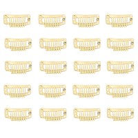 Feihong 20Pcs 9Teeth Stainless Snap Hair Clips Hair Extension Clips Wig Accessories Clip Diy Clips For Hairpieces Wigs Beig