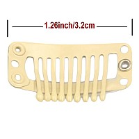 Feihong 20Pcs 9Teeth Stainless Snap Hair Clips Hair Extension Clips Wig Accessories Clip Diy Clips For Hairpieces Wigs Beig