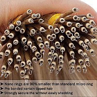 Sego Nano Bead Ring Human Hair Extension Pre Bonded Nano Tip Remy Hair Extensions Micro Beads Rings Loop Hand Tied Hairpiece 20