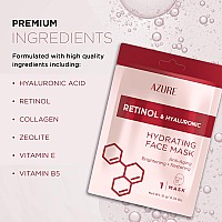 Azure Retinol Hyaluronic Acid Anti Aging Facial Sheet Mask Rejuvenating Hydrating Face Mask Helps Reduce Fine Lines Wr