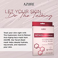 Azure Retinol Hyaluronic Acid Anti Aging Facial Sheet Mask Rejuvenating Hydrating Face Mask Helps Reduce Fine Lines Wr