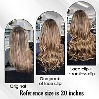 Full Shine Clip On Hair Extensions Human Hair 16 Inch Lace Clip In Extensions Real Human Hair Medium Brown Ombre Ash Brown Mix L