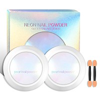 Ownest 2Pcs Neon Iridescent Chrome Nail Powdermermaid Chrome Nail Powder Symphony Shell Nail Powdermermaid Pearl Magic Nail Po