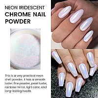 Ownest 2Pcs Neon Iridescent Chrome Nail Powdermermaid Chrome Nail Powder Symphony Shell Nail Powdermermaid Pearl Magic Nail Po