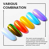 Ownest 2Pcs Neon Iridescent Chrome Nail Powdermermaid Chrome Nail Powder Symphony Shell Nail Powdermermaid Pearl Magic Nail Po