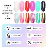 Ownest 2Pcs Neon Iridescent Chrome Nail Powdermermaid Chrome Nail Powder Symphony Shell Nail Powdermermaid Pearl Magic Nail Po