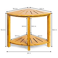 Sorbus Bamboo Shower Stool Corner Bath Bench Waterproof Wood Chair For Inside Shower Bathtub Seat With Shelf For Shaving L