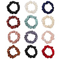 12Pcs Satin Elastic Hair Accessories Comfortable Silk Scrunchies Skinny Ties For Wedding Teen Girl Trendy Gifts