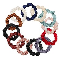 12Pcs Satin Elastic Hair Accessories Comfortable Silk Scrunchies Skinny Ties For Wedding Teen Girl Trendy Gifts