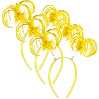 Willbond 3 Pieces Ponytails Headband Faux Feather Ponytails Headband Halloween Costume Headwear Accessory Yellow