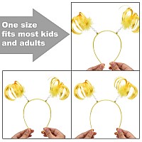 Willbond 3 Pieces Ponytails Headband Faux Feather Ponytails Headband Halloween Costume Headwear Accessory Yellow