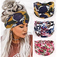 Aceorna Boho Bandeau Headbands Wide Knot Hair Band Stretch Turban Head Wraps Fashion Hair Accessories for Women and Girls 3 Pcs (Vintage)