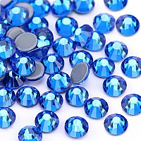 Jollin Hot Fix Crystal Flatback Rhinestones Glass Diamantes Gems 40Mm16Ss 1440Pcs Capri Blue