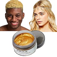 Gold Temporary Hair Color Wax Dye,Kids Hair Spray Disposable Natural Hair Strong Style Gel Cream Hair Dye,Instant Hairstyle Mud Cream for Party, Cosplay, Masquerade etc.(Gold)