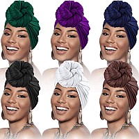 Satinior 6 Pcs Head Wrap Scarf Turban Long Hair Scarf Soft Stretch Headwrap Solid Color Turban Tie Headband For Women Girls