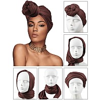 Satinior 6 Pcs Head Wrap Scarf Turban Long Hair Scarf Soft Stretch Headwrap Solid Color Turban Tie Headband For Women Girls