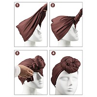 Satinior 6 Pcs Head Wrap Scarf Turban Long Hair Scarf Soft Stretch Headwrap Solid Color Turban Tie Headband For Women Girls