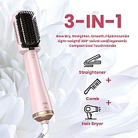 Lena Hair Straightener Brush Dryer Pro Blow Dryer Hot Air Brush Antiscald Straightening Iron Comb Styler With Extra Ion Care