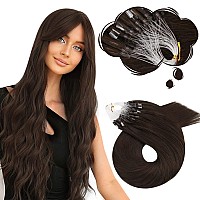 Moresoo Micro Links Hair Extensions Chocolate Brown Remy Microbead Hair Extensions Human Hair Dark Brown Micro Link Human Hair Extensions Straight 50G/50S 22 Inch #4