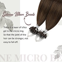 Moresoo Micro Links Hair Extensions Chocolate Brown Remy Microbead Hair Extensions Human Hair Dark Brown Micro Link Human Hair Extensions Straight 50G/50S 22 Inch #4