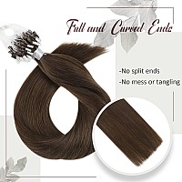 Moresoo Micro Links Hair Extensions Chocolate Brown Remy Microbead Hair Extensions Human Hair Dark Brown Micro Link Human Hair Extensions Straight 50G/50S 22 Inch #4