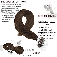 Moresoo Micro Links Hair Extensions Chocolate Brown Remy Microbead Hair Extensions Human Hair Dark Brown Micro Link Human Hair Extensions Straight 50G/50S 22 Inch #4