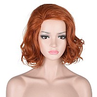 Morvally Women 13 Short Wavy Ginger Orange Wig For Cosplay Costume Halloween Party