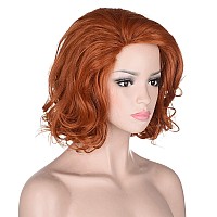 Morvally Women 13 Short Wavy Ginger Orange Wig For Cosplay Costume Halloween Party