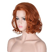 Morvally Women 13 Short Wavy Ginger Orange Wig For Cosplay Costume Halloween Party