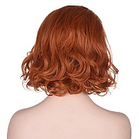 Morvally Women 13 Short Wavy Ginger Orange Wig For Cosplay Costume Halloween Party