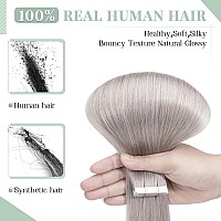 Tape In Hair Extensions Real Human Hair 20Pcs 40G 100 Remy Hair Extensions Of Balayage Grey Seamless Straight Double Sided Tape