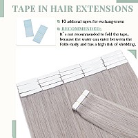 Tape In Hair Extensions Real Human Hair 20Pcs 40G 100 Remy Hair Extensions Of Balayage Grey Seamless Straight Double Sided Tape