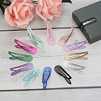 minihope snap hair clips for women.snap clips for grils,Surface metal flash powder,5cm,24 Count (Pack of 1)