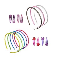 Minihope Thin Headbands For Girls Plastic Headbands For Kids 8 Piece Count Snap Hair Clips For Girls 8 Count