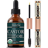 Castor Oil (2Oz) + Filled Mascara Tube Usda Certified Organic, 100% Pure, Cold Pressed, Hexane Free By Live Fraiche. Stimulate Growth For Eyelashes, Eyebrows, Hair. Lash Growth Serum. Brow Treatment