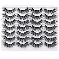 Wiwoseo False Eyelashes Natural Wispy Fluffy Cat Eye Lashes 16Mm Faux Mink Lashes Crossed Strip Eye Lashes 14 Pairs Pack