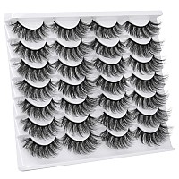 Wiwoseo False Eyelashes Natural Wispy Fluffy Cat Eye Lashes 16Mm Faux Mink Lashes Crossed Strip Eye Lashes 14 Pairs Pack