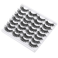 Wiwoseo False Eyelashes Natural Wispy Fluffy Cat Eye Lashes 16Mm Faux Mink Lashes Crossed Strip Eye Lashes 14 Pairs Pack