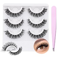 Wiwoseo False Eyelashes Selfadhesive Lashes Natural Wispy Fluffy Eyelashes 16Mm Faux Mink Lashes Resuable Self Adhesive Eyelash