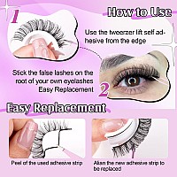 Wiwoseo False Eyelashes Selfadhesive Lashes Natural Wispy Fluffy Eyelashes 16Mm Faux Mink Lashes Resuable Self Adhesive Eyelash