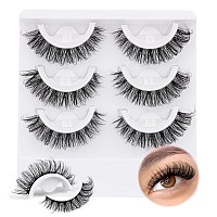 Wiwoseo False Eyelashes Selfadhesive Lashes Natural Wispy Fluffy Eyelashes 16Mm Faux Mink Lashes Resuable Self Adhesive Eyelash